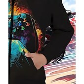 billiga Pojkens 3D Sporter &amp; Spel-Pojkar 3D Grafisk Spel Huvtröja Kappa Ytterkläder Långärmad Vår Höst Mode Streetwear Barn 4-12 år Huva Utomhus Ledigt Dagligen Normal