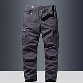 economico Pantaloni cargo-Per uomo Pantaloni cargo Pantaloni Bottoni Multi tasca Liscio Indossabile Esterno Giornaliero Campeggio e hiking Di tendenza Classico Nero Giallo