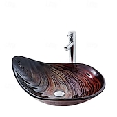 economico Lavabi da appoggio-moderno semplice chiaro luce intaglio yuan tesoro lavabo in vetro temperato con rubinetto a cascata lavabo supporto lavello bwy19-193