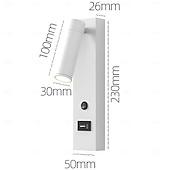 cheap Indoor Wall Lights-LED Wall Sconce with USB Charging Port Wall Mounted Reading Lamp Bedside Button Switch Wall Lighting Indoor Wall Lights