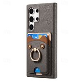 cheap Samsung Cases-Phone Case For Samsung Galaxy S24 S23 S22 S21 Ultra Plus A55 A35 A25 A15 5G A55 5G A14 A34 A54 S20 Plus S20 Ultra A53 A33 A23 A13 A33 Back Cover Ring Holder Card Slot Shockproof Retro PC PU Leather