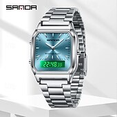 cheap Digital Watches-SANDA Men Digital Watch Fashion Casual Wristwatch Stopwatch Alarm Clock Date Week Waterproof Steel Watch