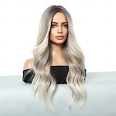 economico Parrucche trendy sintetiche-Parrucche sintetiche Uniformi Costumi di carriera Da principessa Riccio Ondulato Parte di mezzo Taglio scalato A macchina Parrucca 26 pollici Nero e Oro Capelli sintetici Per donna Cosplay Feste Di