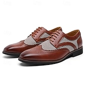 Недорогие Броги-мужские коричневые оксфорды из искусственной кожи с узором «гусиная лапка» и деталями в стиле «брог» — классические туфли для деловых встреч и свадеб