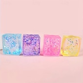 preiswerte Artikel zum Stressabbau-4 Aurora-Malzgummi-Eiswürfel – entspannendes Squishy-Spielzeug für Kinder &amp;Erwachsene, langsame Rückfederung der Tofutextur