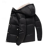 baratos Blusões e Parkas para Homem-Homens Casaco de inverno Casaco puffer Acolchoado Casaco com capuz Com Capuz Outono &amp; inverno Cor Sólida / Simples Lazer Com Capuz Curto Adamascado Preto Amarelo Azul Céu Cinzento Casaco