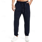 cheap Sweatpants-Men&#039;s Sweatpants Joggers Trousers Waffle Pants Pocket Drawstring Elastic Waist Plain Comfort Warm Full Length Outdoor Daily Running Fashion Casual / Sporty Black Navy Blue