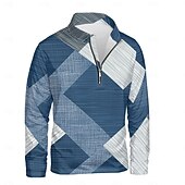 abordables Patrón Geométrico-Hombre Graphic Retazos Sudaderas Sudadera con un cuarto de cremallera Manga Larga Camisa de entrenamiento Escote Chino Diario Artístico Casual Impresión 3D Vacaciones Noche Ropa de calle Estampado