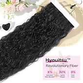 abordables Clip dans les extensions-Bouclé Clips Cheveux Synthétiques Longue Extension des cheveux A Clipser 4 pièces Résistant à la chaleur Femme