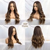 economico Parrucche trendy sintetiche-parrucca parrucche sintetiche lunghe per donne parrucche per capelli ondulati naturali parte centrale parrucche resistenti al calore dall&#039;aspetto naturale