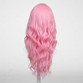 voordelige Synthetische trendy pruiken-Synthetische pruiken Uniformen carrière Kostuums Prinses Gekruld Golvend Middelste stuk Gelaagd kapsel Machinegemaakt Pruik 61.0 cm Roze + Rood Synthetisch haar Dames Cosplay Feest Modieus Roze