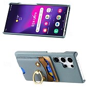 cheap Samsung Cases-Phone Case For Samsung Galaxy S24 S23 S22 S21 Ultra Plus A55 A35 A25 A15 5G A55 5G A14 A34 A54 S20 Plus S20 Ultra A53 A33 A23 A13 A33 Back Cover Ring Holder Card Slot Shockproof Retro PC PU Leather