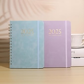 preiswerte Bürobedarf-2025 PU-Leder-Kalenderplaner-Notizbuch A5 mit losem Blatt, Wochenplaner, Gummiband-Notizbuch