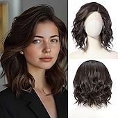 voordelige oudere pruik-Synthetische pruiken Golvend Met pony Pruik Kort Donker Bruin Licht blond Synthetisch haar Dames Cosplay Zacht Feest Blond Bruin