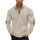 abordables Sweat-shirts basiques-Homme Sweat-shirt Sweat-shirt quart de fermeture éclair Abricot Noir Vert Véronèse bleu marine Gris Demi-zip Bloc de Couleur Patchwork A côtes Texturé Sport &amp; Loisir Quotidien Fête Polyester Velours