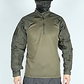 tanie Najfatalniejszy-Męskie Koszula bojowa Koszula turystyczna Taktyczna koszula wojskowa Długi rękaw Quarter Zip Top Na wolnym powietrzu Oddychający Miękka Poliester Niejednolita całość Czarny Zieleń wojskowa Chropowata