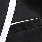 cheap Men&#039;s Blazers-Men&#039;s Graduation Blazer Business Cocktail Party Wedding Party Fashion Casual Spring &amp;  Fall Polyester Color Block Buttons Pocket Comfortable Single Breasted Blazer Black