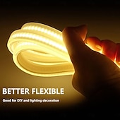 preiswerte COB-Streifenlichter-3M 5m 10m Lichtsets 288 LEDs COB 15mm 1 Set Lichterketten &amp; Zubehör 1 Set Warmweiß Weiß Netual Weiß LED Neonlichte Draussen Wasserdicht Urlaub 220-240 V 110-120 V