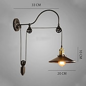 cheap Indoor Wall Lights-Vintage Retro Wall Light Indoor Wall Sconce Adjustable Industrial Style Black Metallic Lamp with Pulley Design 110-240V