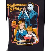 billige Skrekk-Halloween Michael Myers T-skjorte Trykt mønster Graphic Til Par Herre Dame Voksne Halloween Karneval Maskerade Varmstempling Fritid / hverdag