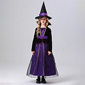 levne Zlé čarodějnice-Čerodějnice Valpuržina noc Šaty Cosplay kostým Dětské Dívčí cosplay Večírek předvečer Všech svatých Karneval Plesová maškaráda Jednoduchý karnevalový kostým