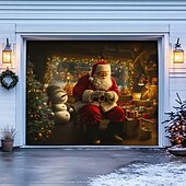 tanie Osłony drzwi garażowych na Boże Narodzenie-Boże Narodzenie na zewnątrz garaż drzwi pokrywa xmas baner święty mikołaj centrum handlowe duże tło świąteczne dekoracja na święta zewnętrzne garaż drzwi dekoracje ścienne domu