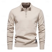 cheap Men&#039;s Pullover Sweater-Mens Quarter Zip Cotton Pullover Sweaters Solid Color Casual Social Knit Mock Neck Polo Sweaters for Men