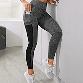 cheap Yoga Leggings &amp; Tights-Women&#039;s Yoga Pants Yoga Leggings Mesh Pocket High Waist Yoga Gym Workout Pilates Tights Black Burgundy Dark Navy Fall Sports Activewear Stretchy Slim