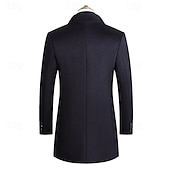 billiga Trenchcoat för män-Herr Yllekappa Rock Trenchcoat Lång trenchcoat Dagligen Semester Höst vinter Polyester Håller värmen Vindtät Ytterkläder Kläder Mode Klassisk Slät Ficka Kavajslag Enkelknäppt