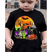 voordelige Jongens 3D Visie &amp; Geometrie-Halloween Jongens 3D Pompoen Automatisch T-shirt Tops Korte mouw Zomer Modieus Sport Polyester Kinderen 4-12 jaar Strakke ronde hals Casual Alledaagse kleding Vakantie Normale pasvorm