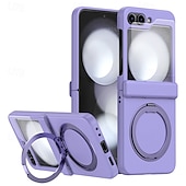 cheap Samsung Cases-Phone Case For Samsung Galaxy Z Flip 6 Z Flip 5 Z Flip 4 Z Flip 3 Back Cover with Stand Holder Magnetic Support Wireless Charging Retro TPU PC
