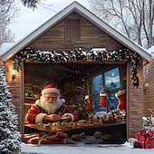 tanie Osłony drzwi garażowych na Boże Narodzenie-Boże Narodzenie na zewnątrz garaż drzwi pokrywa xmas baner święty mikołaj centrum handlowe duże tło świąteczne dekoracja na święta zewnętrzne garaż drzwi dekoracje ścienne domu