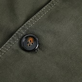 billige Blazere for menn-Herre Blazer Virksomhet Cocktailfest Bryllupsfest Mote Fritid Vår &amp; Vinter 100 % bomull Helfarge Knapp Lomme Bekvem Enkeltkneppet Blazer Svart Grønn Kakifarget