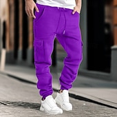 baratos Calças Desportivas-Homens Calças Cargo Calças Calça de moletom cargo Cintura elástica Bolso multi Punho com Elástico Tecido Vestível Ao ar livre Diário Acampar e Caminhar Moda Clássico Preto Amarelo