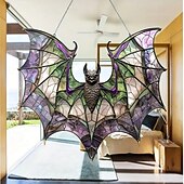 cheap Wall Accents-Acrylic Bat Catcher Stained Glass Style Window Hanging Decoration Versatile Halloween Decoration