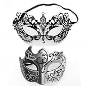 Roman Couples Mask Venetian Mask Adults Women's Metal Finish Sexy Costume Party Masquerade Halloween Carnival Mardi Gras Easy Carnival Costume 11
