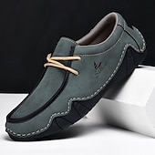 cheap Men&#039;s Slip-ons &amp; Loafers-Men&#039;s Green Casual Faux Leather Loafers with Brown Accents and Hand-Stitched Detailing – Lightweight Slip-On Moccasin Shoes for Outdoor and Everyday Wear