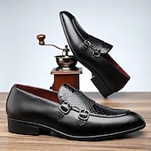 Χαμηλού Κόστους Ημιεπίσημο-ανδρικά loafers από ψεύτικο δέρμα με σχέδιο κροκόδειλου με λεπτομέρεια με διπλή αγκράφα - κομψά παπούτσια για επίσημες περιστάσεις και επαγγελματικές συναντήσεις