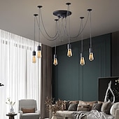 economico Luci a sospensione-lampada a sospensione a led bianco caldo 6/10/14 teste retro edison multi regolabile fai da te luce ragno soffitto moderno chic industriale per soggiorno camera da letto 110-240v