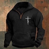 abordables Sweat-shirts basiques-Homme Sweat shirt Sweat-shirt quart de fermeture éclair Noir Gris Demi fermeture éclair Plein Sport &amp; Loisir du quotidien Vacances Vêtement de rue Frais Rétro Hiver Printemps &amp; Automne Vêtement Tenue