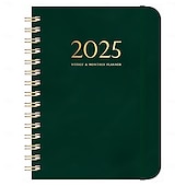 preiswerte Bürobedarf-2025 PU-Leder-Kalenderplaner-Notizbuch A5 mit losem Blatt, Wochenplaner, Gummiband-Notizbuch