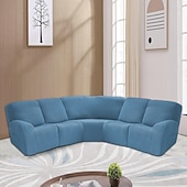 abordables Silla reclinable y con alas-Fundas para sofá reclinable seccional en forma de L, fundas para sofá de esquina, fundas elásticas de terciopelo para sofá reclinable, lavables (el sofá de esquina de 5 plazas incluye 4 fundas para