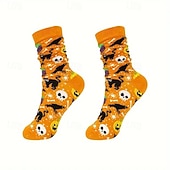 cheap Men's Socks-Men's 4 Pairs Multi Packs Socks Crew Socks Casual Socks Halloween Socks Rainbow Color Pumpkin Halloween Bat Sports &amp; Outdoor Daily Vacation Basic Medium Fall &amp; Winter Fashion Casual