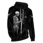 cheap Gothic &amp; Skull-Men's Graphic Dark Hoodie Hoodies Sweatshirt Vacation Daily Classic Casual Long Sleeve Hooded Vacation Sports Outdoor Going out Streetwear Black Printing Spring &amp;  Fall Designer S M L XL XXL 3XL