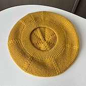 levne Party klobouky-Klobouky Polyester Baret 30. léta Se širší krempou Ležérní Dovolená Čajový dýchánek Dámský den Elegantní Jednoduchý retro S Čistá Barva Barevně dělené Přílba Pokrývky Hlavy