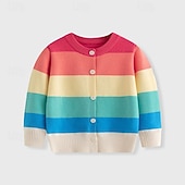 Bambino Da ragazza Ritorno a scuola Cardigan Arcobaleno Scuola Manica lunga Bottoni Giornaliero 4 anni + Autunno Multicolore economico Maglioni e cardigan per bambine-Bambino Da ragazza Ritorno a scuola Cardigan Arcobaleno Scuola Manica lunga Bottoni Giornaliero 4 anni + Autunno Multicolore