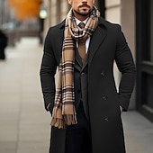 preiswerte Herren-Blazer &amp; -Anzüge-Herren Wintermantel Wollmantel Mantel Outdoor Freizeitskleidung Herbst Winter Polyester warm Oberbekleidung Bekleidung Modisch Strassenmode Glatt Tasche Kargen Doppelreihiger Verschluss