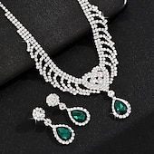 cheap Jewelry Sets-Bridal Jewelry Sets Two-piece Suit Imitation Diamond 1 Necklace Earrings Women&#039;s Classic Sweet Lovely Classic Love Precious Jewelry Set For Wedding Gift