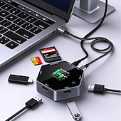 olcso Kábelek és adapterek-8 az 1-ben usb hub lcd intelligens kijelzős C típusú dokkoló állomás usb3.1 type-c 3.1 hd 4k@60hz sd/tf kártyahelyekkel 100 W pd tápellátás