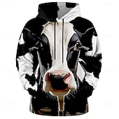 economico felpe 3d da uomo-Per uomo Mucche da latte Felpa con cappuccio Felpe Felpa Felpa con cappuccio Manica lunga Felpa con cappuccio Con cappuccio Di tendenza Stampa 3D Bianco Tasche Stampa 3D Autunno Inverno progettista